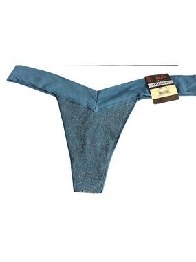 No Boundaries Womens 2XL XXL (9) Blue Seamless Thong With Metallic Details NEW
